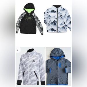 Under Armour Adidas Boys 5 Kids Black and Green Hoodie Zip Up Hooded Jacket Lot